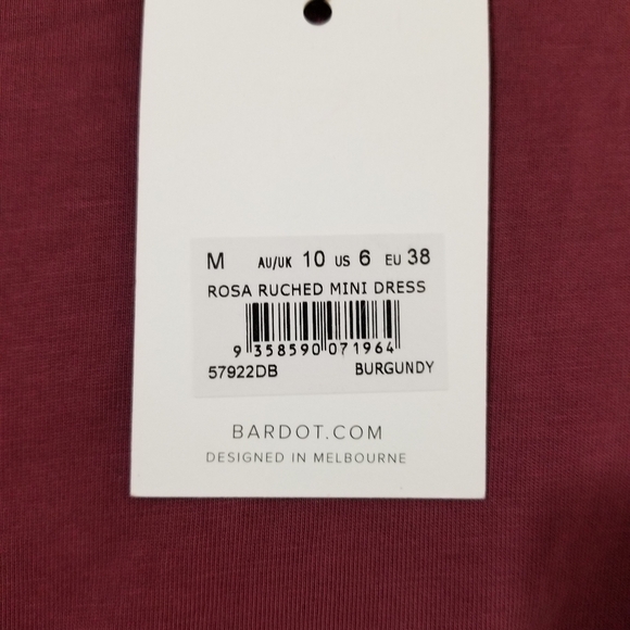 Bardot Ruched Cutout Mini Dress Long Sleeve Rosewood Size 6 - Picture 2 of 11